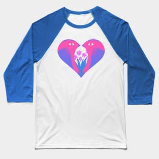 Pink and purple heart with love birds and flowers Baseball T-Shirt